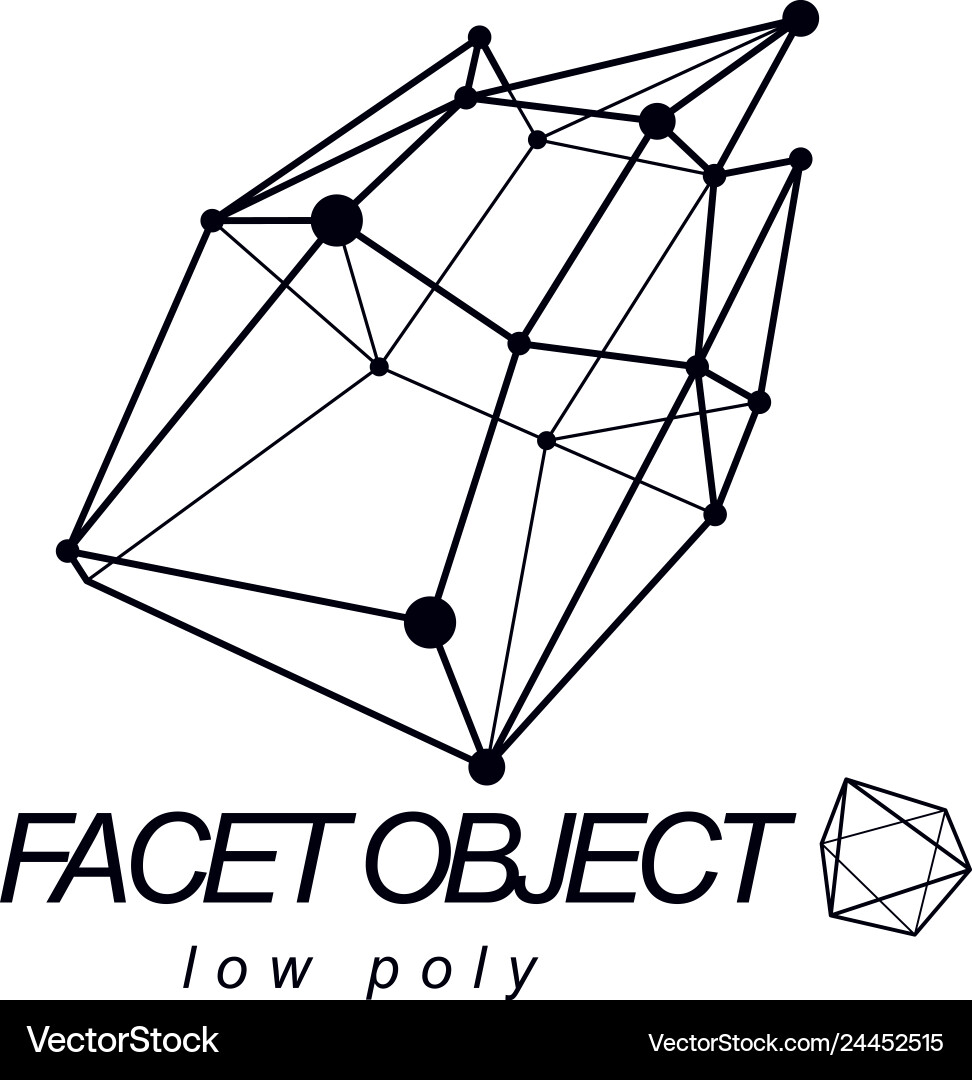 Abstract 3d polygonal wireframe object geometric Abstract 3d polygonal wireframe object geometric vector image