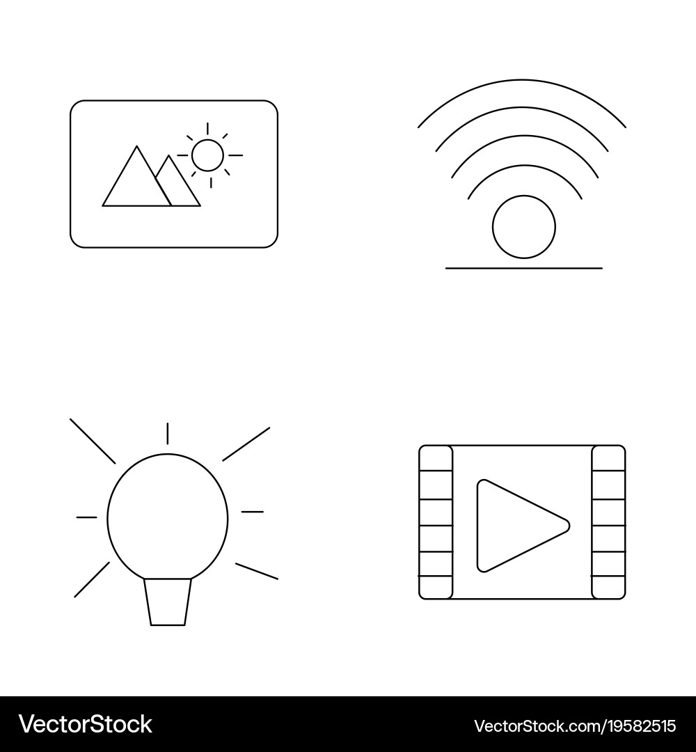 Basic elements outline icons set linear icon vector image