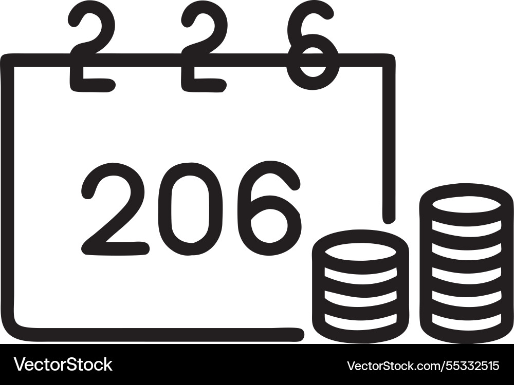 Calendar happy new year 2026 with graph and stack vector image