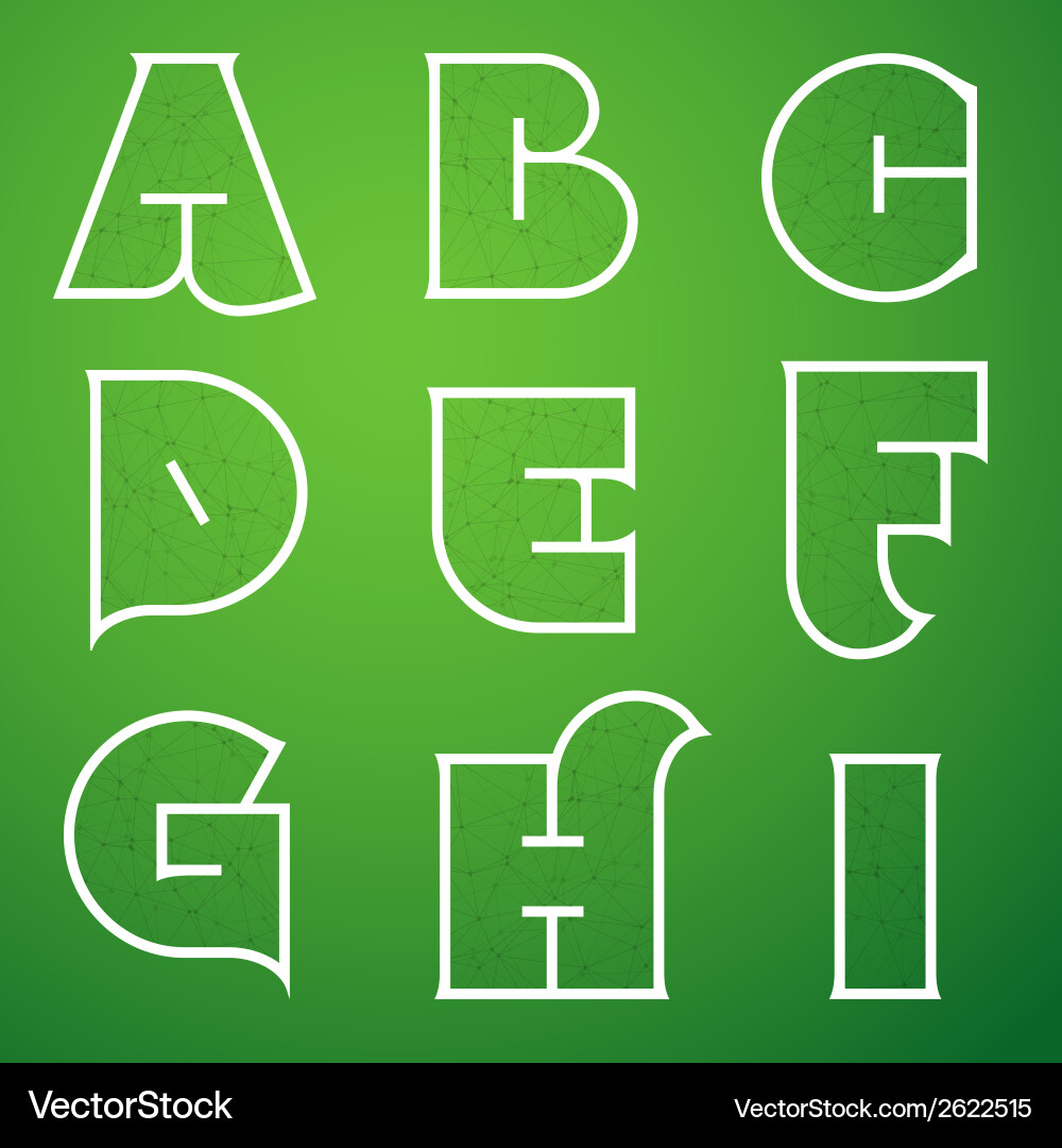 Connections alphabet font set 1 a to i Vector Image