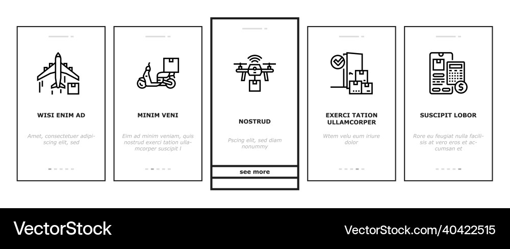 Delivery service application onboarding icons set Delivery service application onboarding icons set Vector Image
