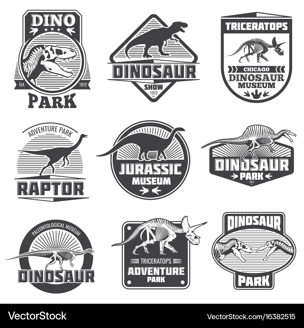 Dinosaur Labels & Logos - Vintage Grunge Vector Image
