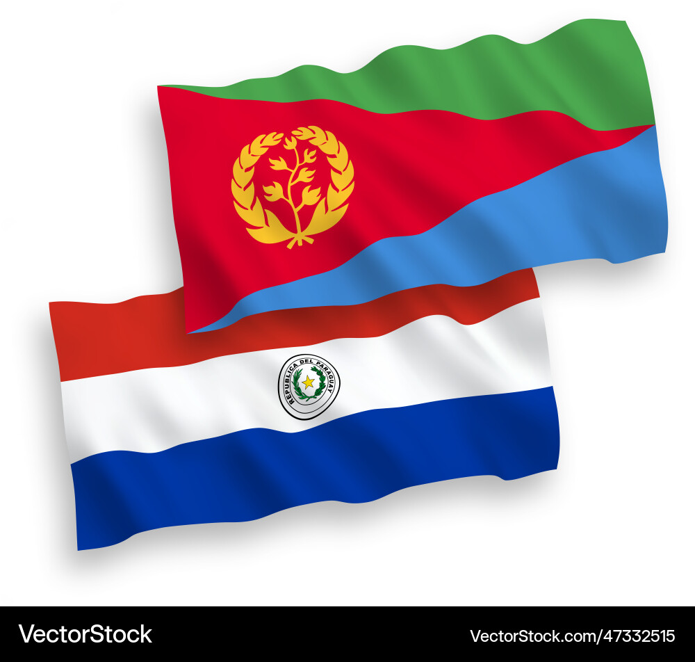 Flags of eritrea and paraguay on a white Vector Image