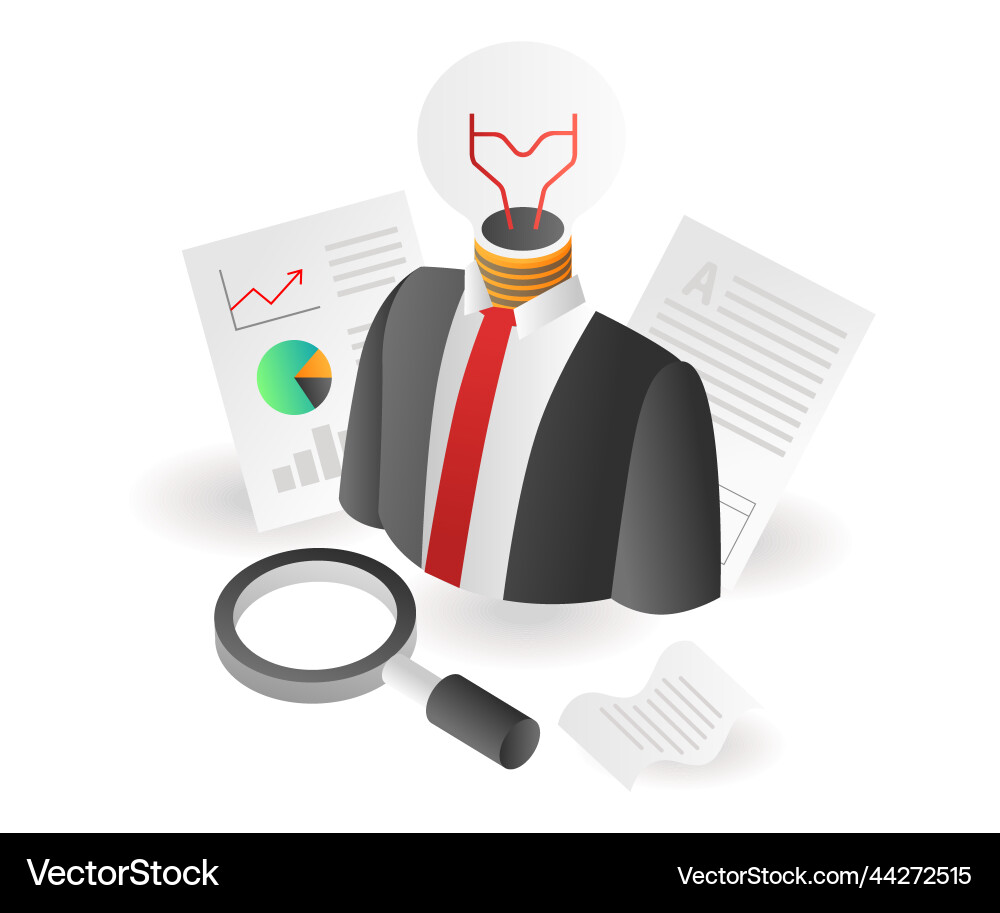 Flat isometric concept always find solution Flat isometric concept always find solution vector image
