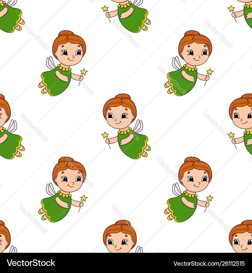Happy fairy colored seamless pattern with cute Happy fairy colored seamless pattern with cute vector image