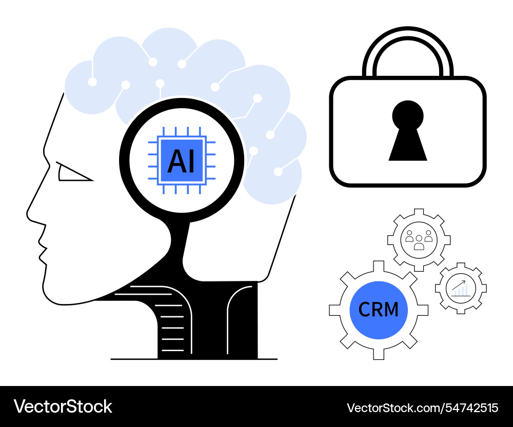 Integration of ai and crm in data security Integration of ai and crm in data security vector image