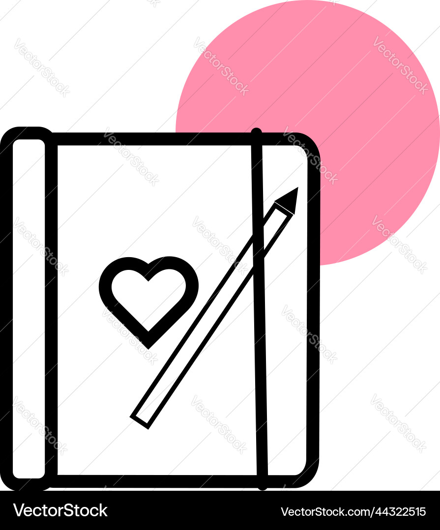 Notebook with heart on a white background Vector Image