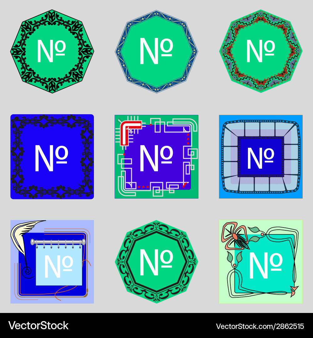 Number icon flat modern set colourful web buttons vector image