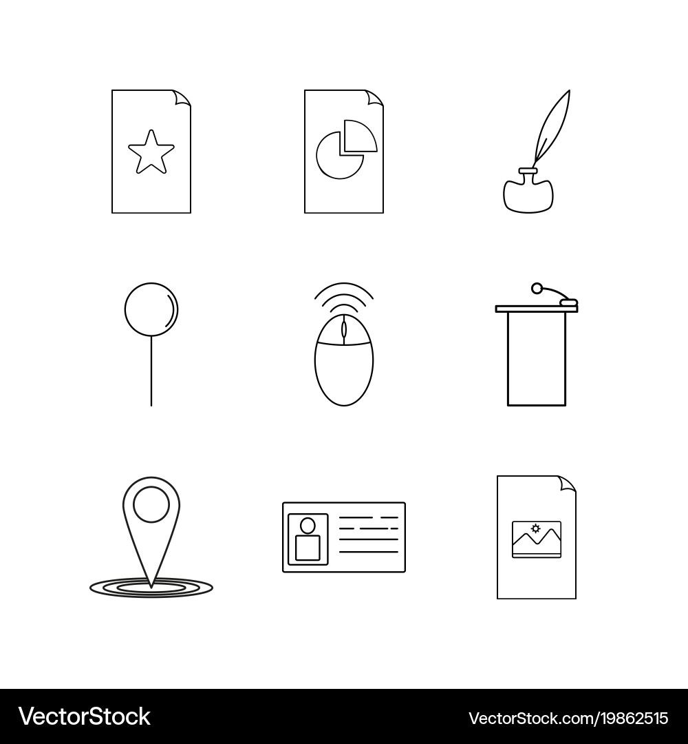 Office linear icon set simple outline icons vector image