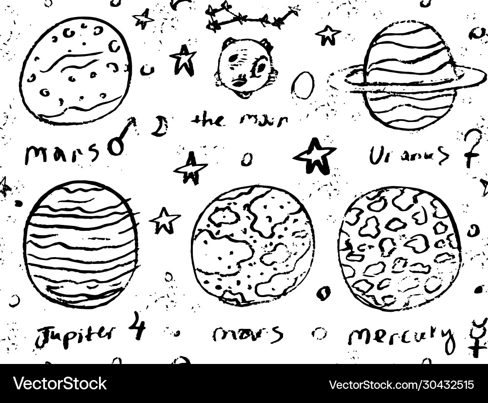 Outer space doodle pattern hand drawn Outer space doodle pattern hand drawn Vector Image