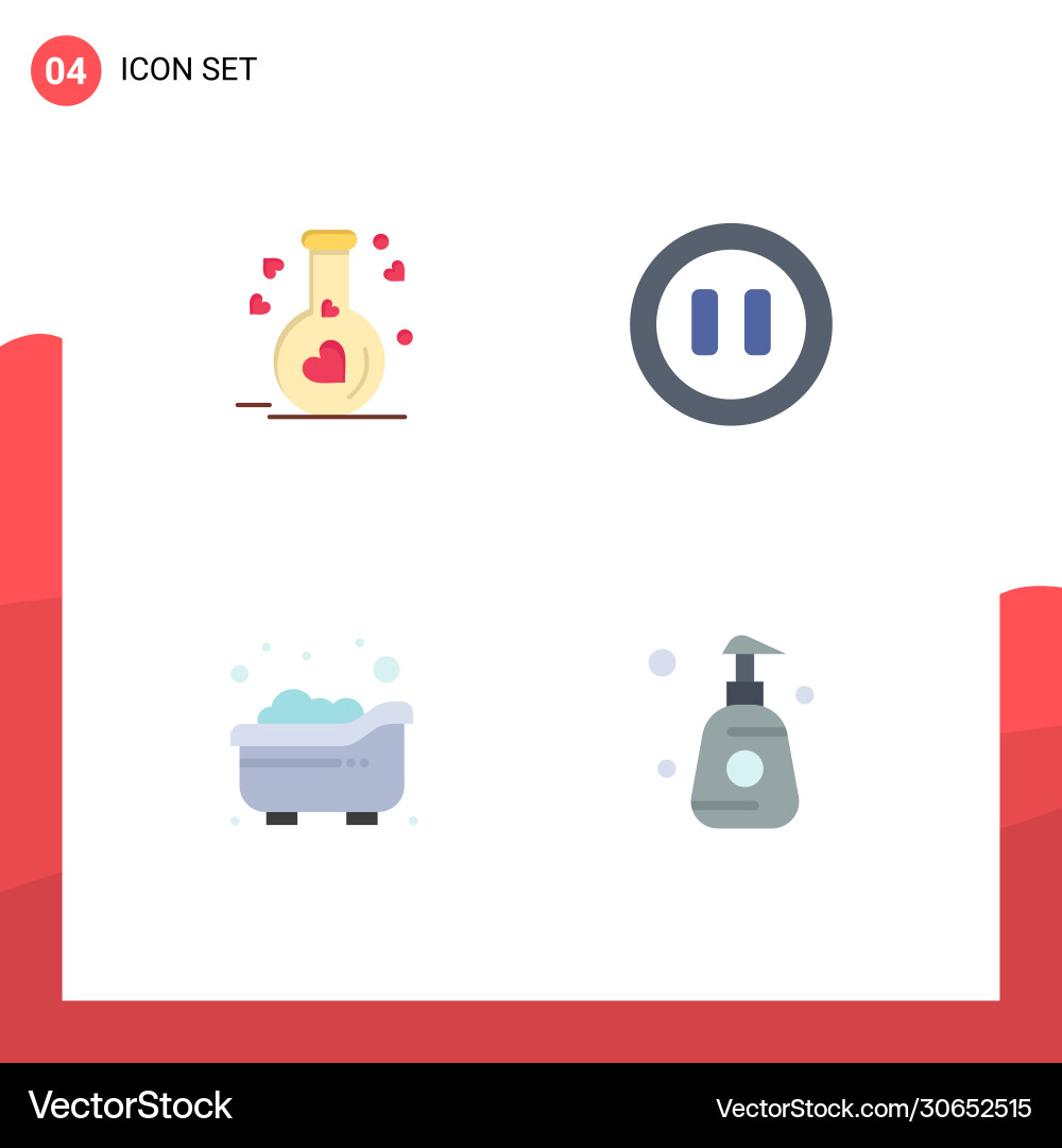 Pictograph set 4 simple flat icons flask Vector Image