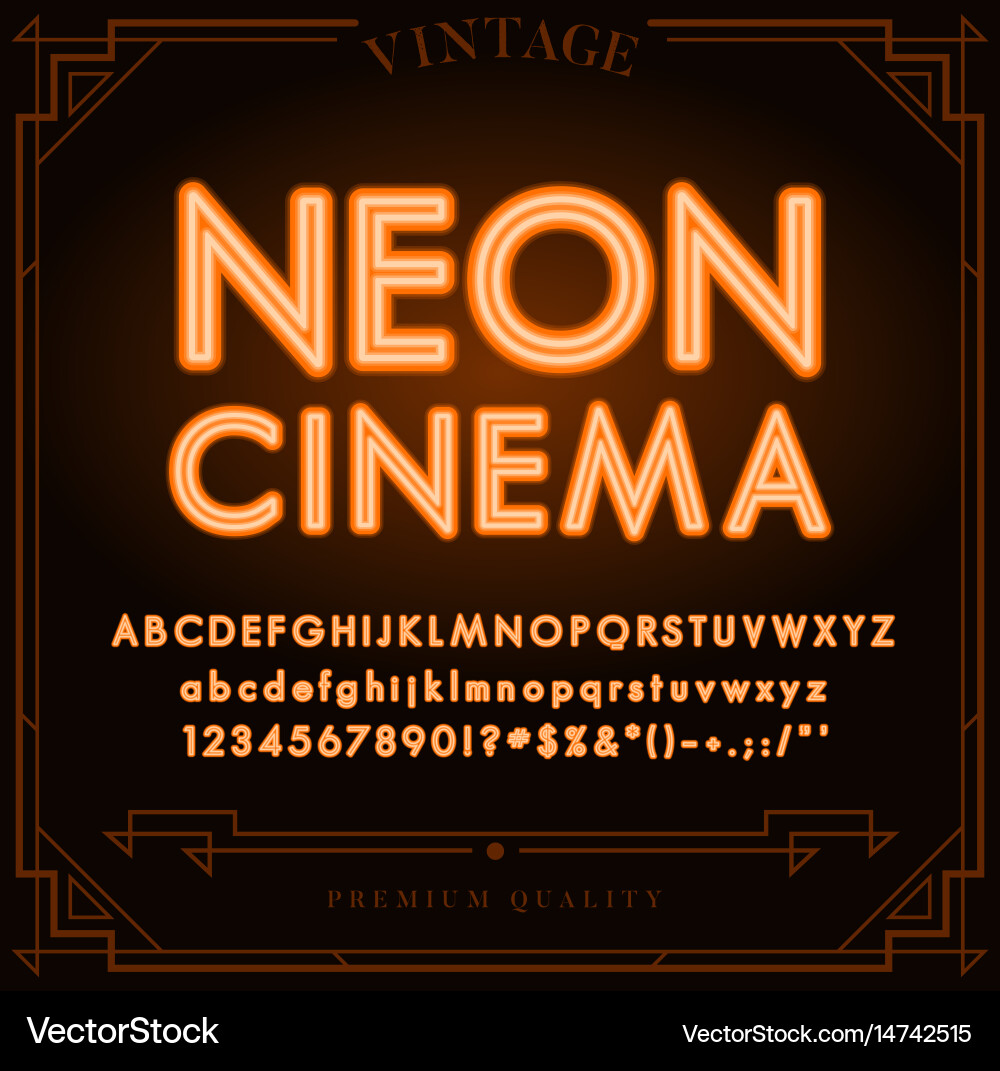 Retro Neon Sign Alphabet Vector Image