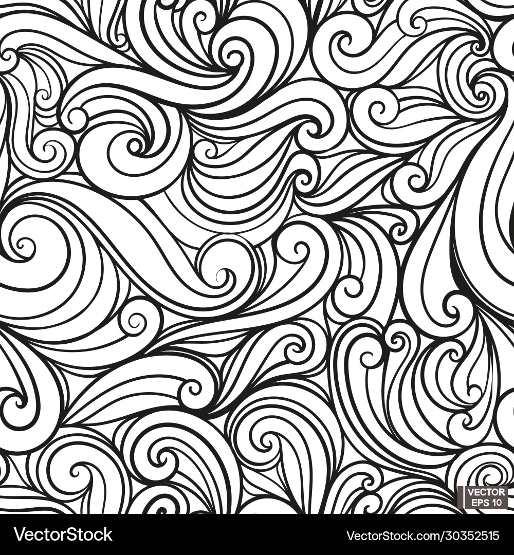 Seamless pattern with abstract doodle lines wavy Vector Image