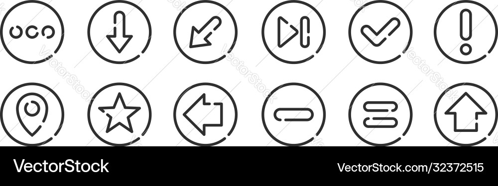 Set 12 thin outline icons such as up arrow Vector Image