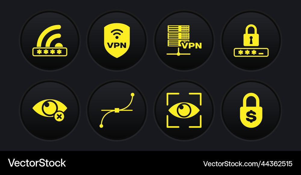 Set invisible or hide password protection bezier Set invisible or hide password protection bezier vector image