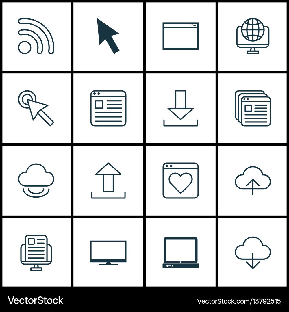Set von 16 Web-Symbolen enthält senden Daten wifi Set von 16 Web-Symbolen enthält senden Daten wifi vektorbild