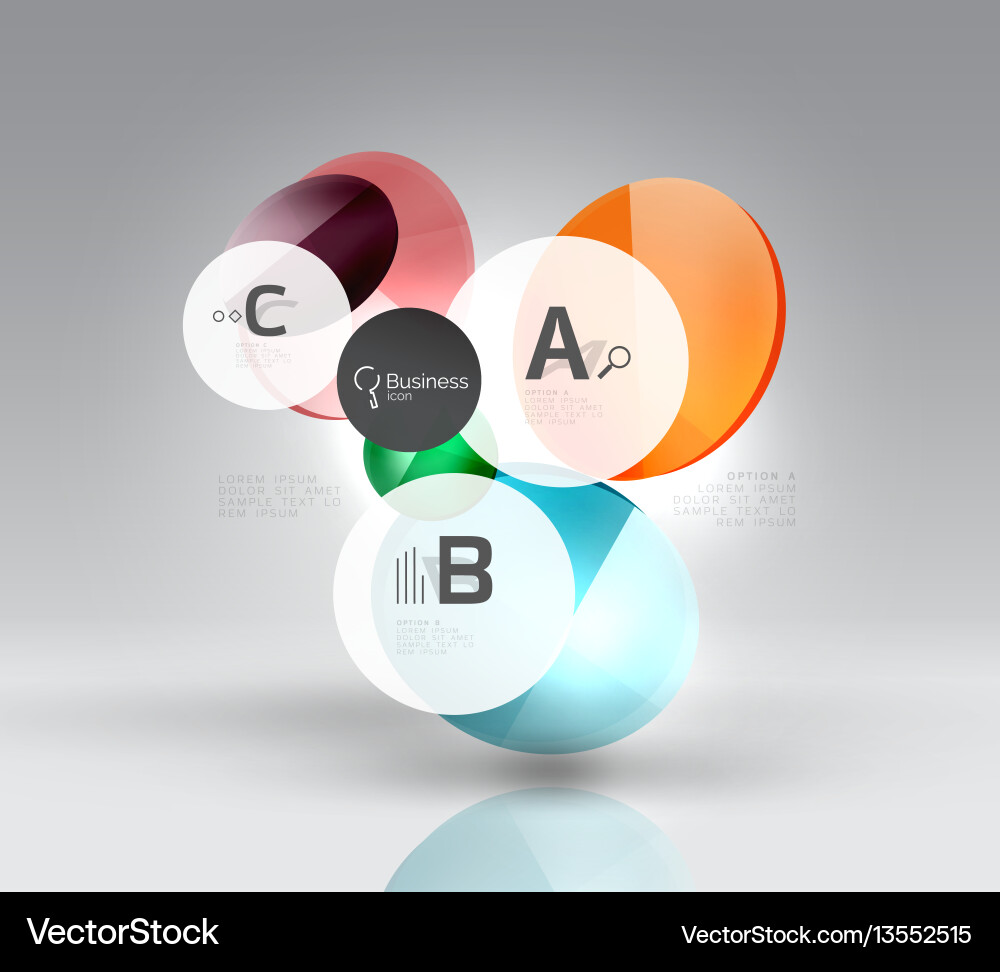 Shiny circles with text in 3d space Shiny circles with text in 3d space Vector Image