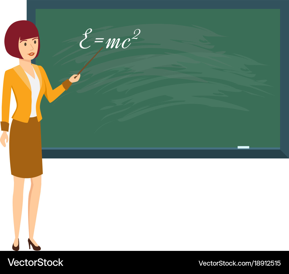 Teacher in physics class with pointer hand vector image