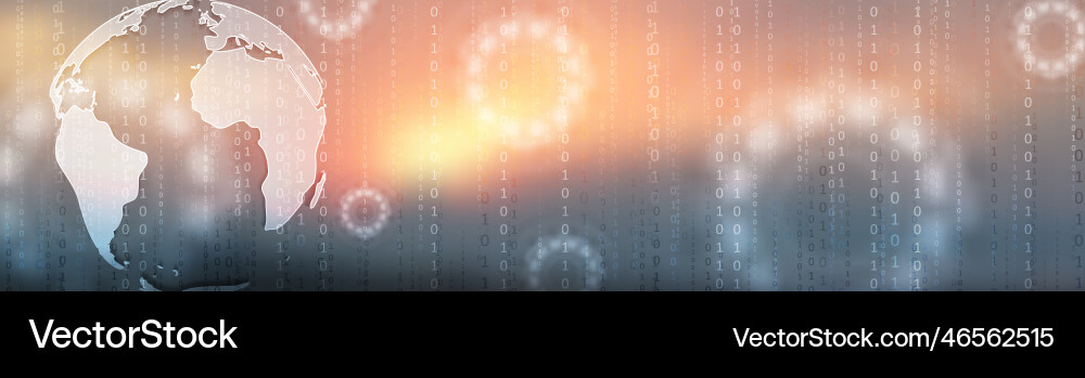 Technology banner design with globe and binary Technology banner design with globe and binary vector image