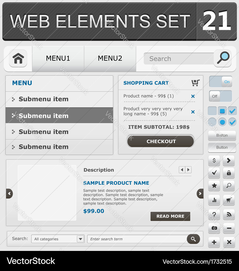 Web elements set 21 vector image