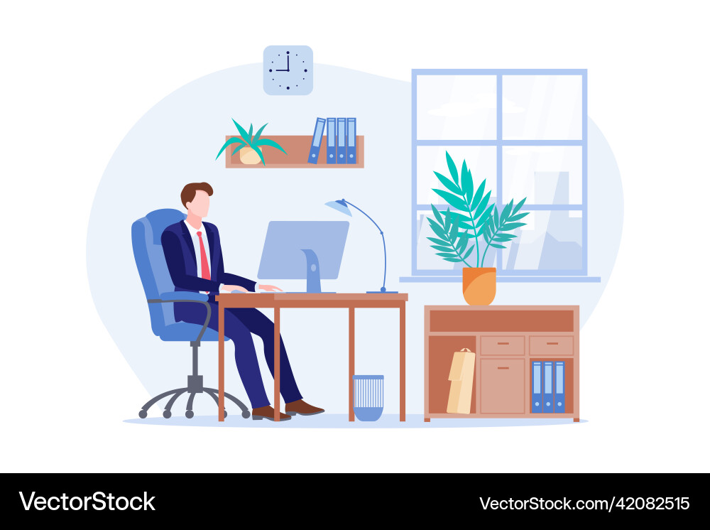 Working morning of a businessman flat vector image