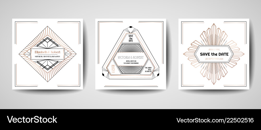 Art deco Hochzeit speichern Sie die Datum Einladung Karte Art deco Hochzeit speichern Sie die Datum Einladung Karte vektorbild