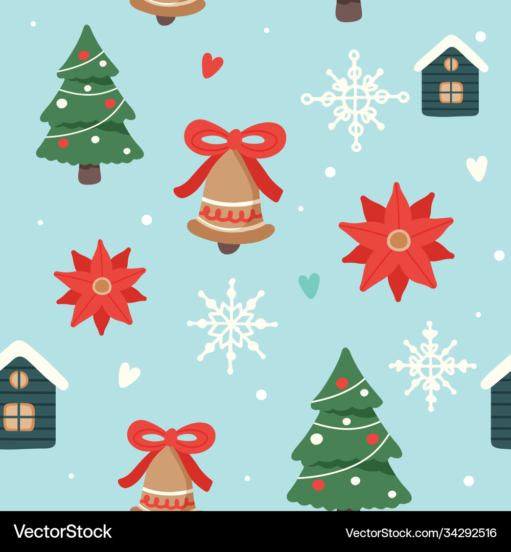 Christmas pattern with cute decorated Vector Image