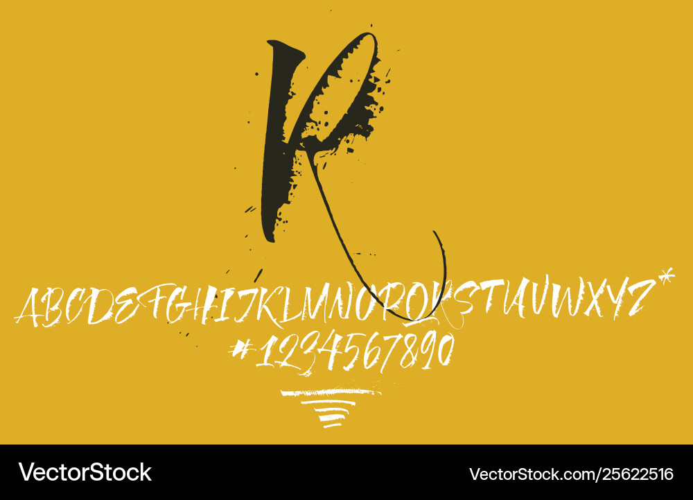 Expressive calligraphic script blots splashes Vector Image
