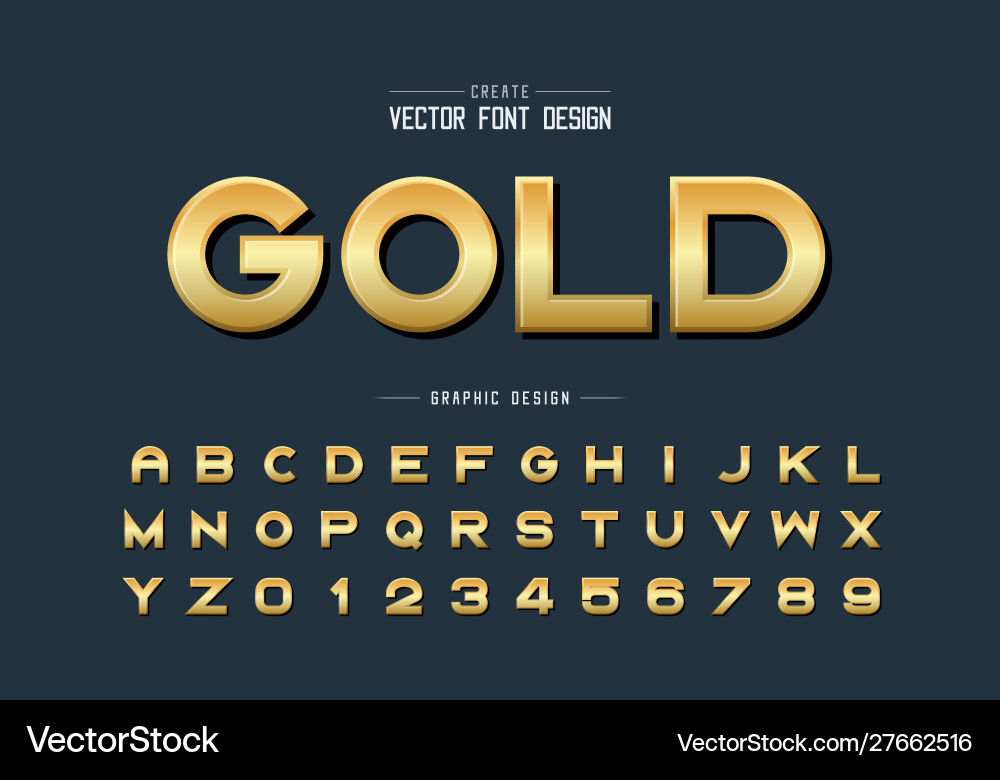 Golden Alphabet Font Collection Vector Image