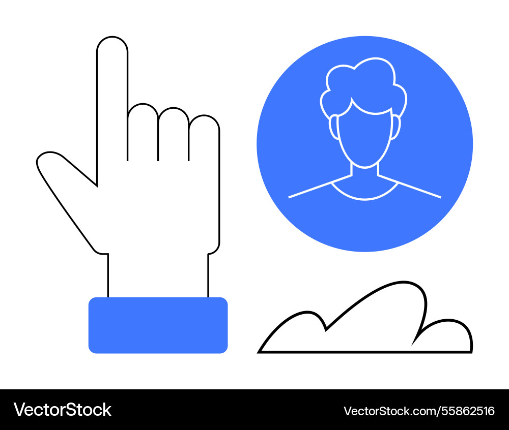 Hand pointing with user profile icon and abstract Hand pointing with user profile icon and abstract vector image
