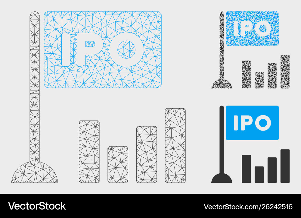 Ipo bar chart mesh 2d model and triangle Ipo bar chart mesh 2d model and triangle vector image