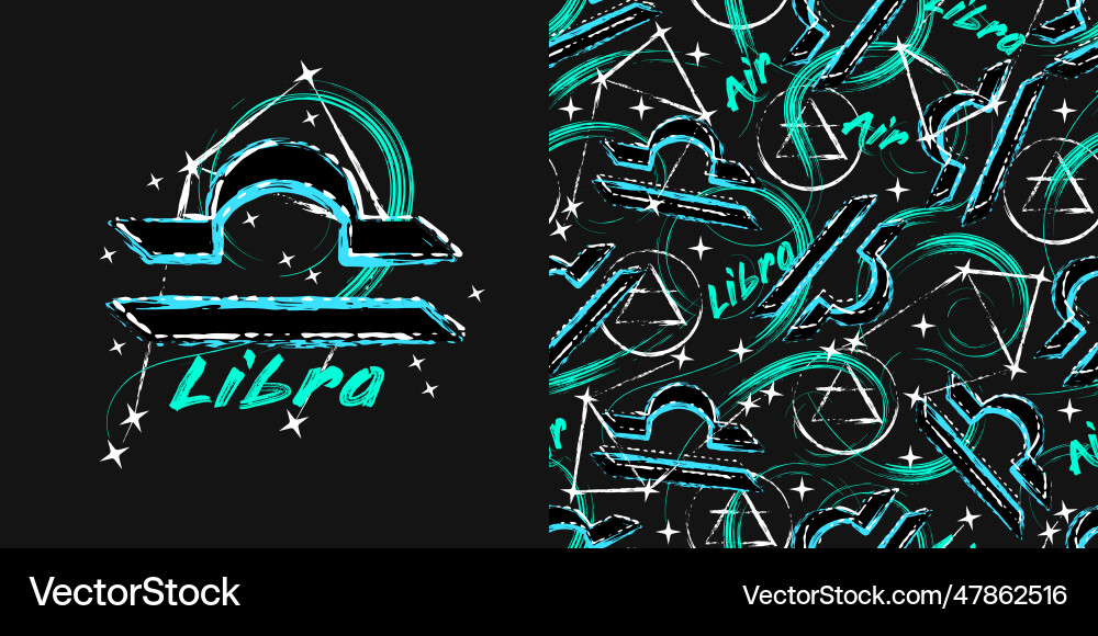 Label pattern with icon of zodiac sign libra Label pattern with icon of zodiac sign libra Vector Image