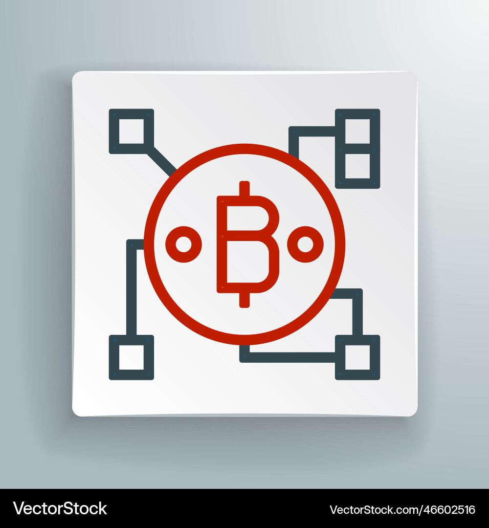 Line blockchain technology bitcoin icon isolated Line blockchain technology bitcoin icon isolated vector image