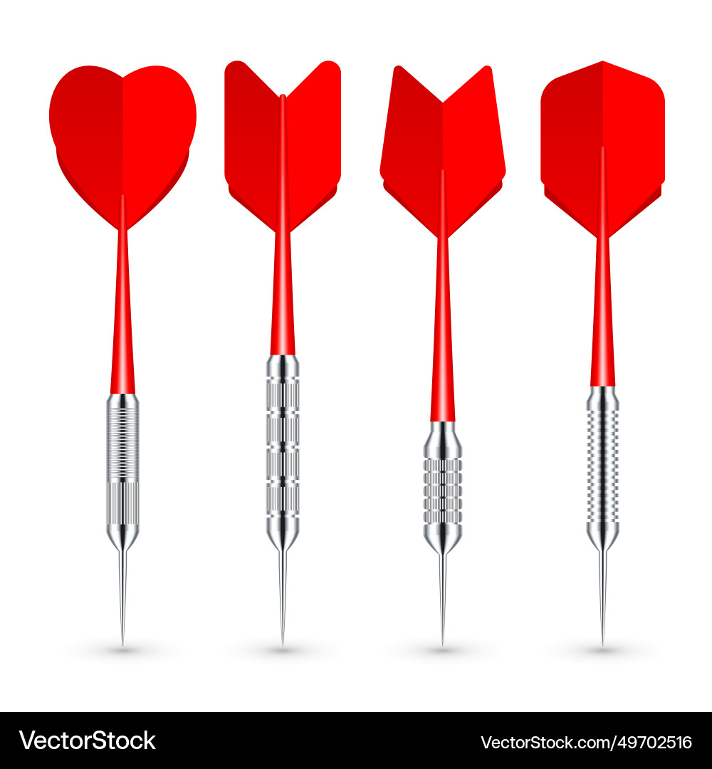 Red dart arrows with metal tip and shadow Red dart arrows with metal tip and shadow vector image