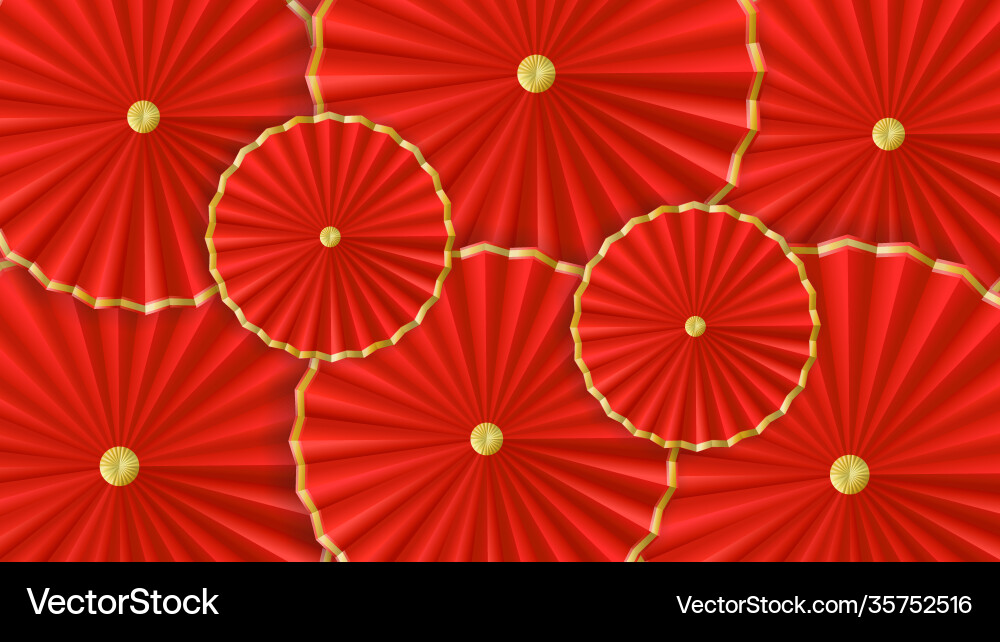 Red paper umbrellas abstract background Vector Image