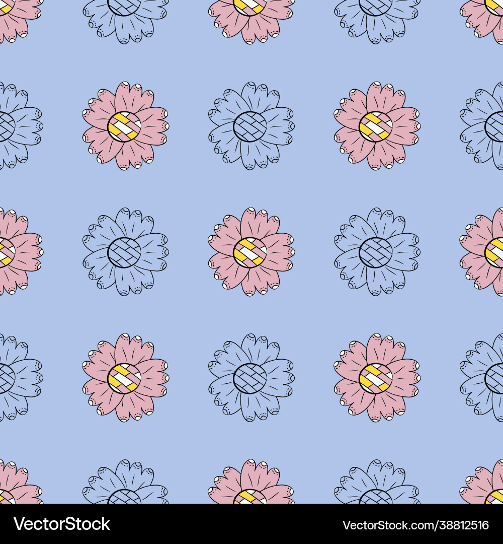 Seamless pattern color and monochrome Seamless pattern color and monochrome vector image
