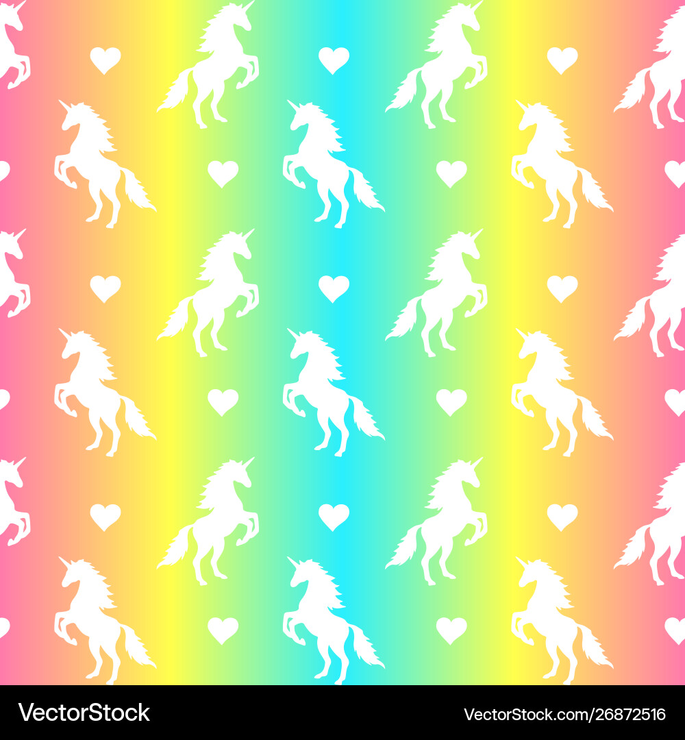 Seamless pattern unicorn on rainbow Vector Image