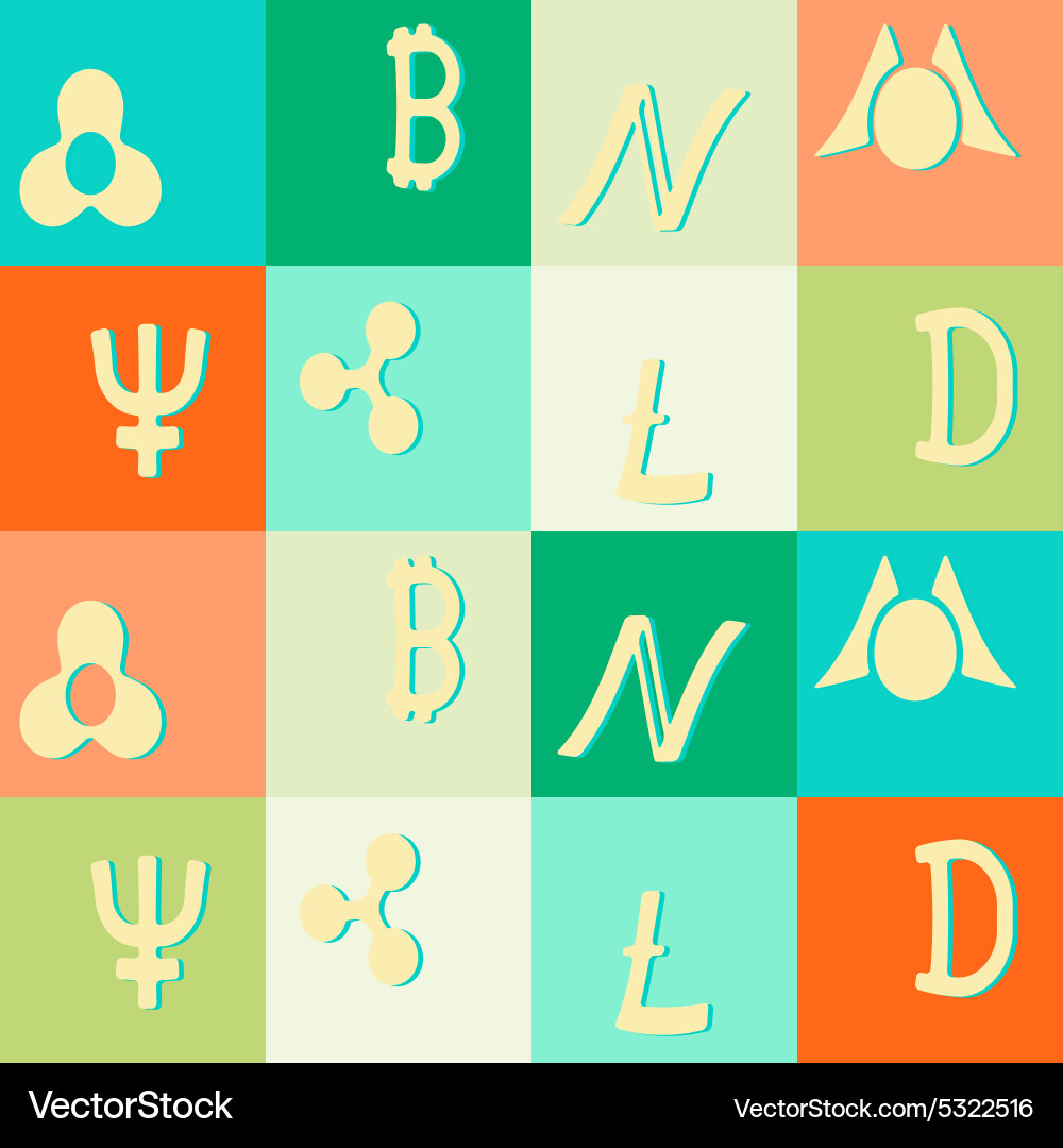 Seamless pattern with different cryptocurrency Vector Image