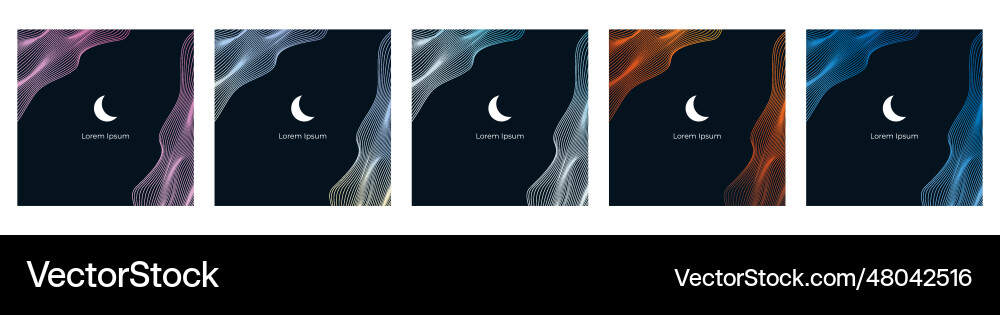 Set linear abstract waves on a dark background Set linear abstract waves on a dark background vector image