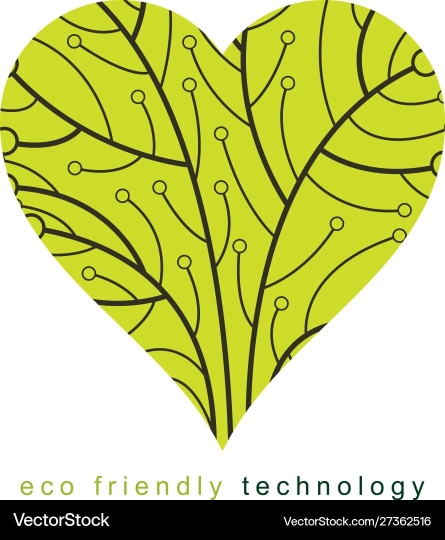 Tree in shape heart created with wireframe Vector Image