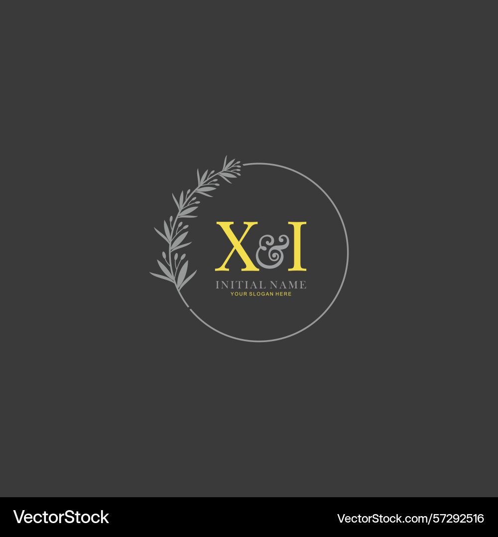 Xi initial logo templates with botanical elements Vector Image