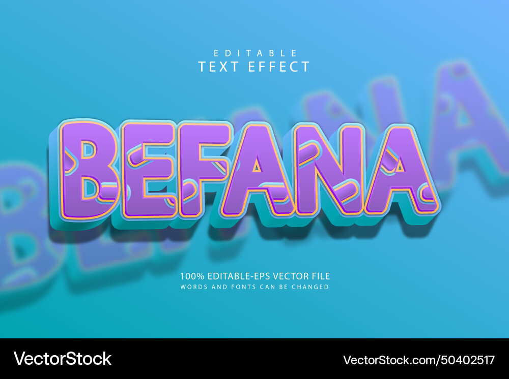 Befana editable text effect 3 dimension emboss Vector Image