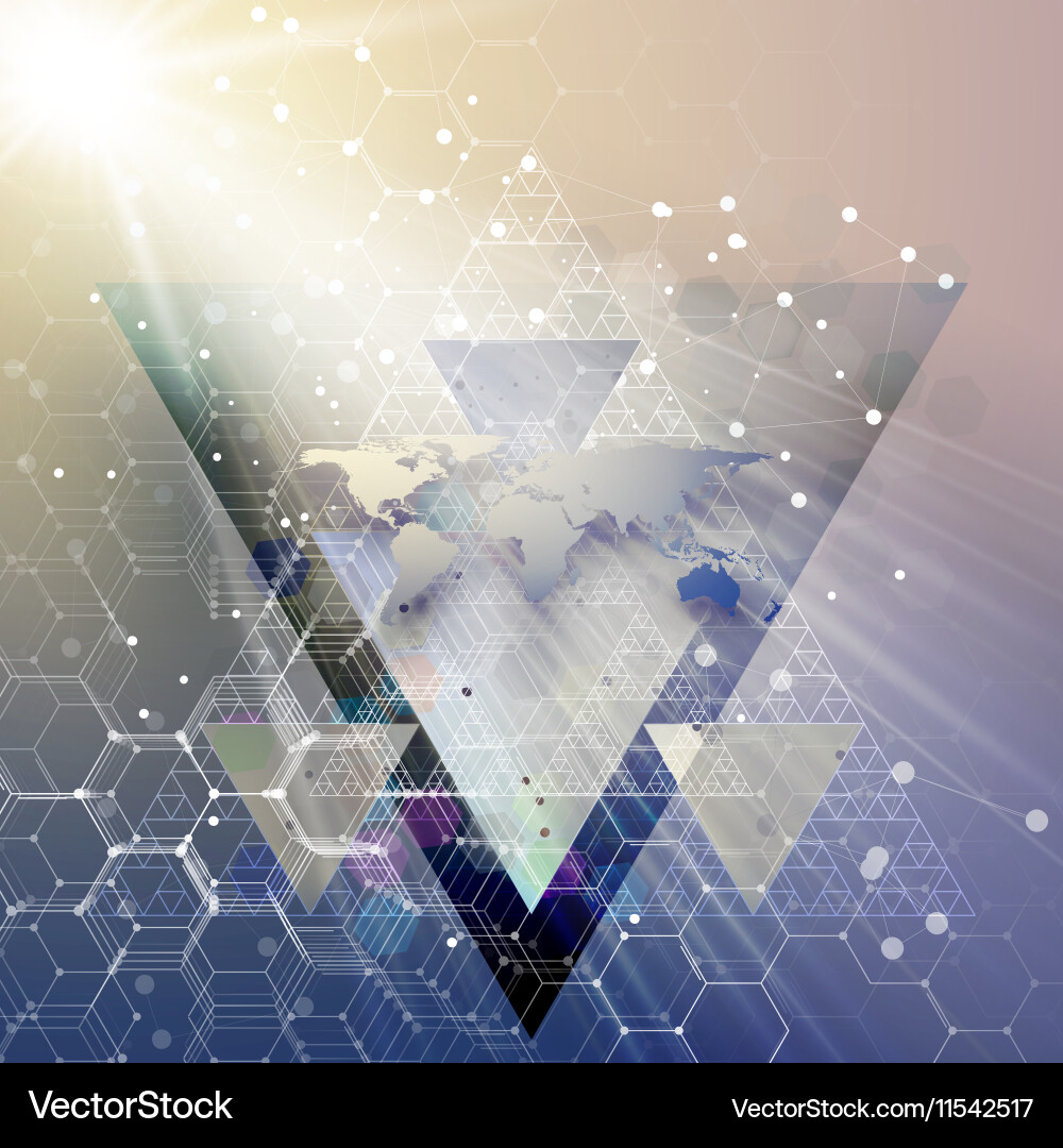 Blue world map connecting lines and dots vector image