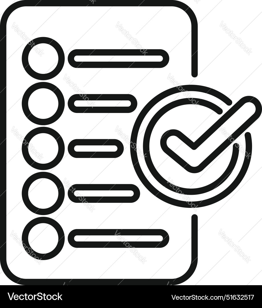 Checklist with approved check mark icon showing Checklist with approved check mark icon showing Vector Image