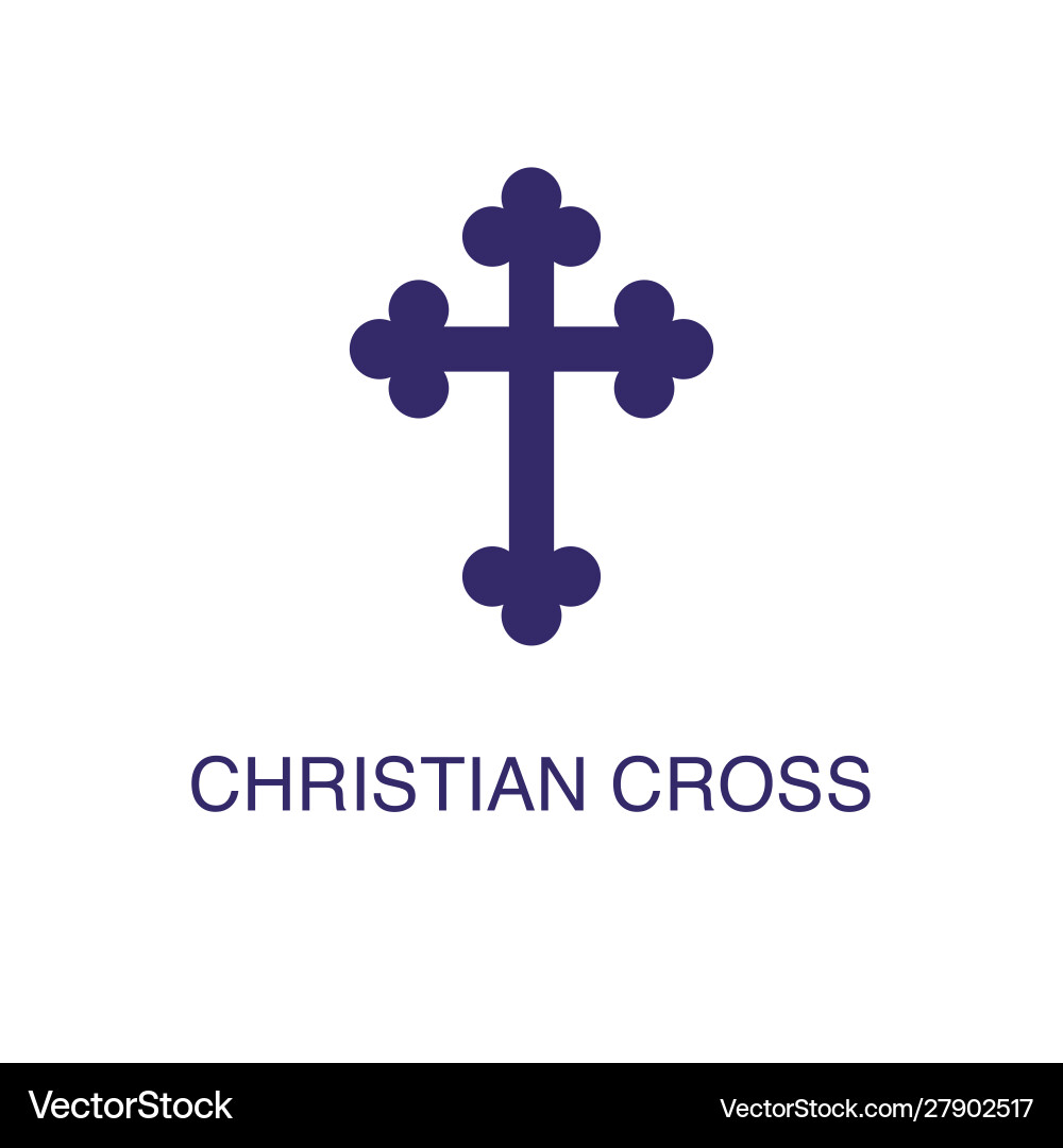 Christian cross element in flat simple style vector image