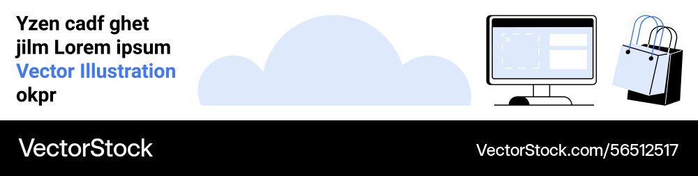 Cloud computing with desktop screen and shopping Vector Image
