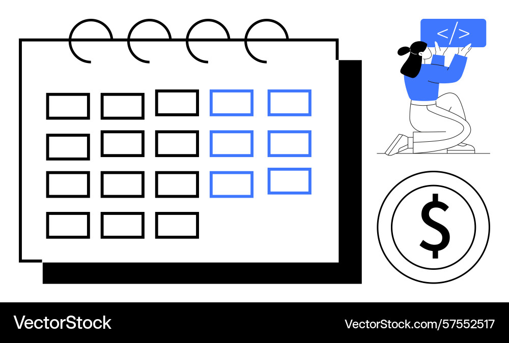 Coding professional planning with calendar Vector Image