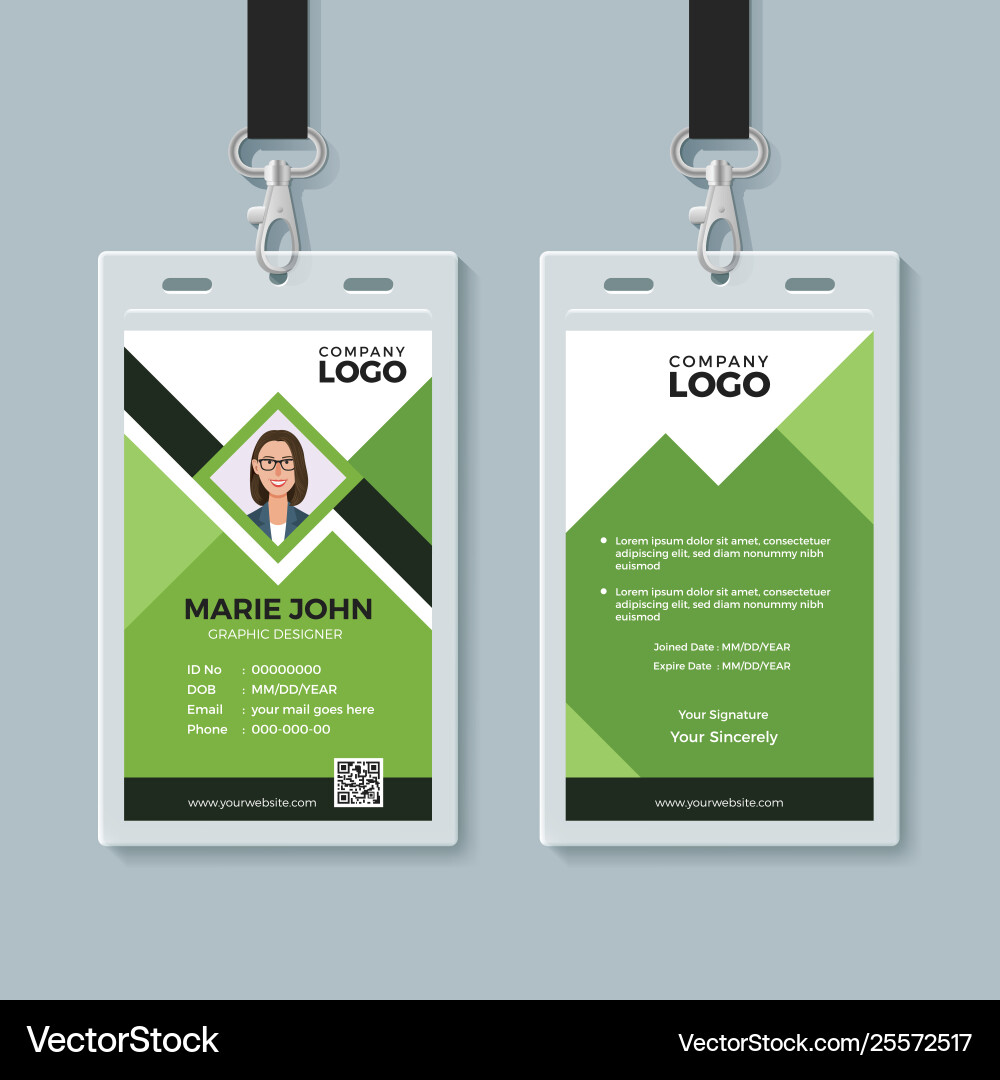 Creative green id card design template Creative green id card design template vector image