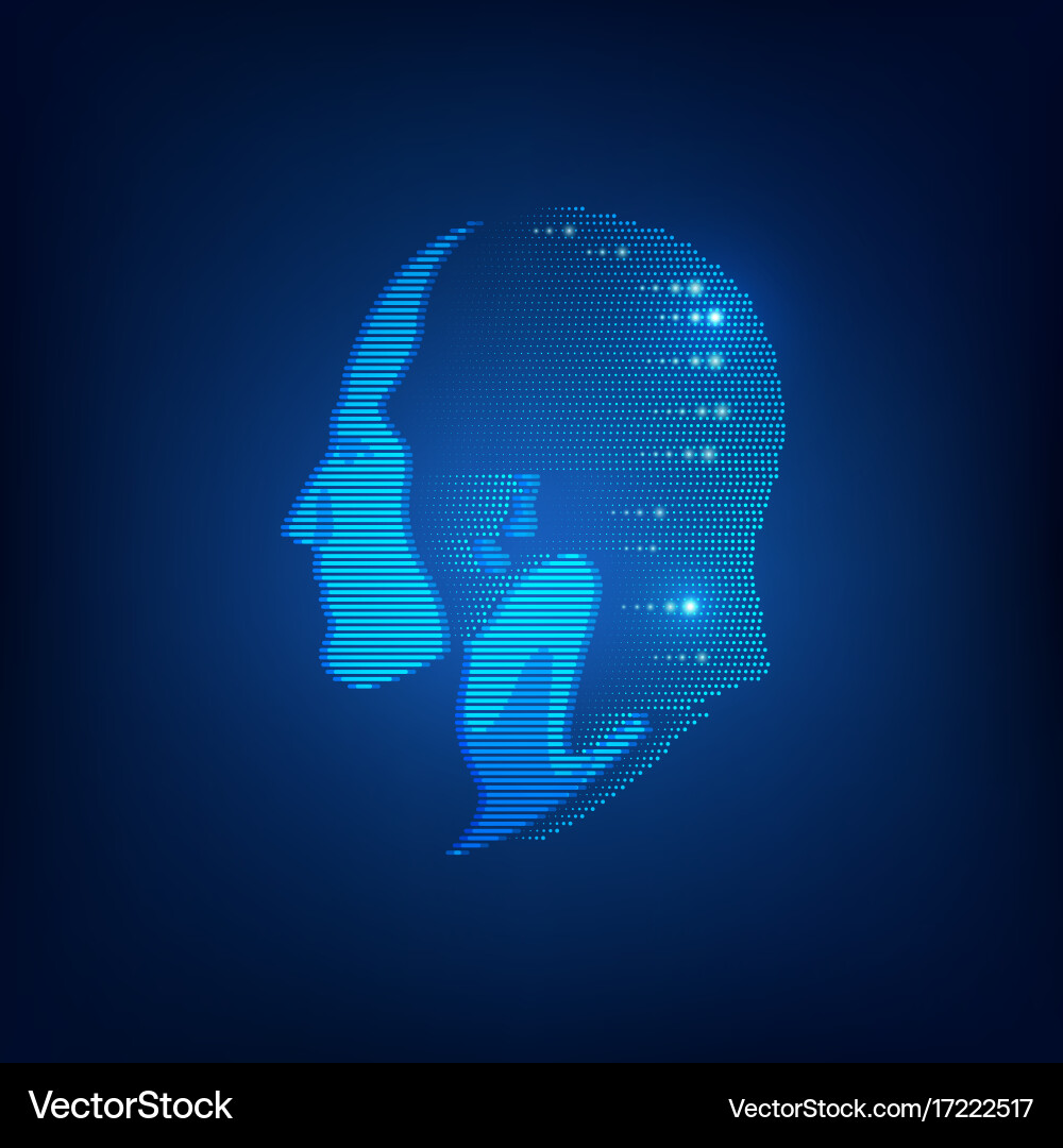 Digital Head Scan with Light Effect Vector Image
