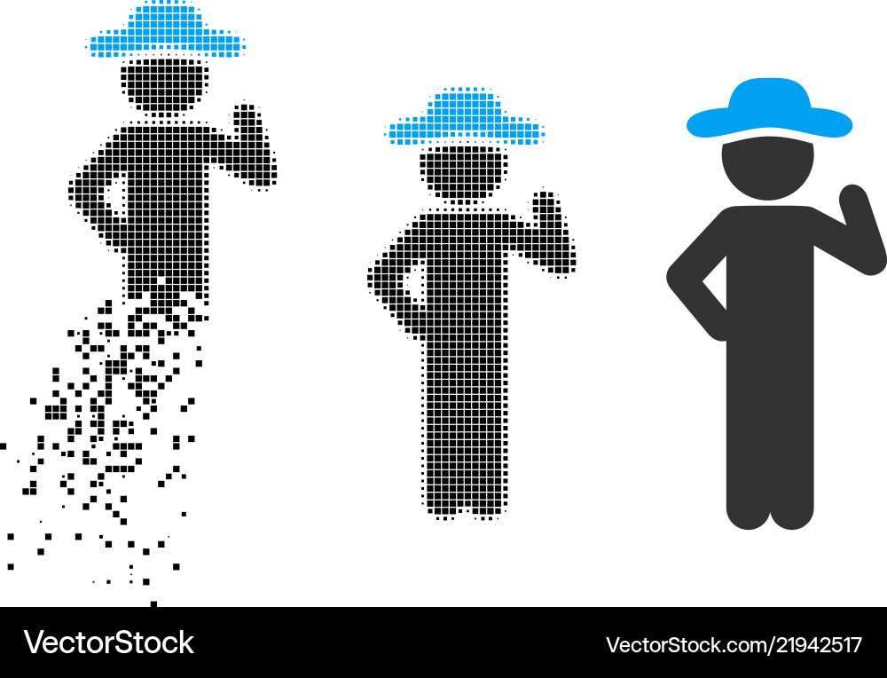 Disintegrating pixel halftone gentleman proposal vector image